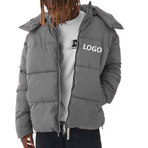 Veste utilitaire d'extérieur épaisse et chaude en toile avec logo personnalisé pour homme, col montant, logo sur le devant - Product Image 1