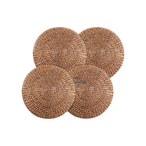 Set de table tissé en jacinthe d'eau pour salle à manger Lot de 6 napperons de cuisine ronds rustiques avec support rond décoratif Tapis de table - Product Image 2