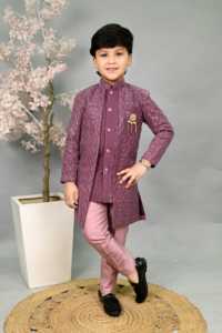 Sherwani Moderno Clásico para Niños, de Seda, Tradicional para Bodas y Fiestas, con Acabado Premium y Sin Arrugas - Product Image 3