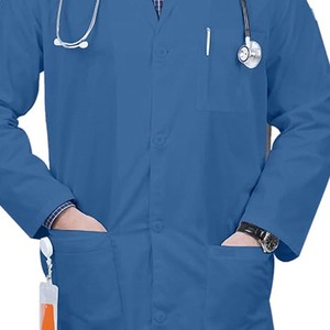 Bata de laboratorio de manga completa hecha con algodón transpirable y bolsillos utilitarios para profesionales clínicos de hospitales y laboratorios - Product Image 5