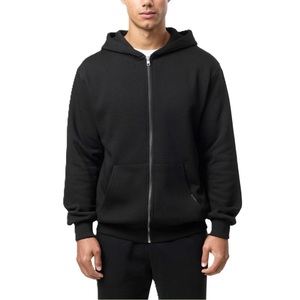 High Quality Heavyweight French Terry Full Zip Hoodie Custom Embroidered Solid Pattern 100% Cotton Winter - Product Image 1