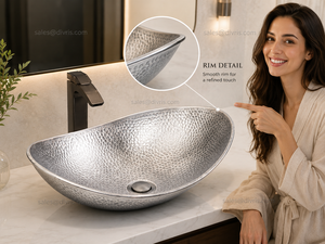 Lavabo de Aluminio Pulido Hecho a Mano, Diseño Industrial Moderno, Fácil de Limpiar, 19 Pulgadas - Product Image 2
