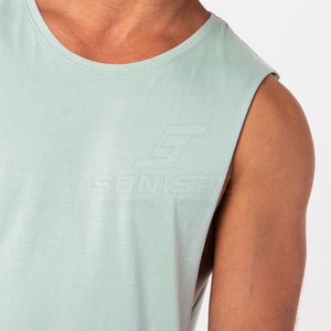 SONISPO Débardeur sans manches pour homme, vert clair, col rond, en coton respirant, séchage rapide, coupe décontractée - Product Image 5