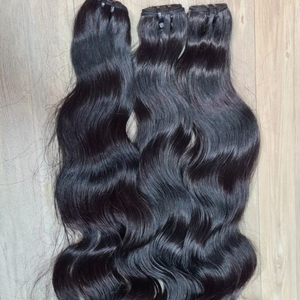 Extensions de cheveux vierges Remy de haute qualité, mèches de cheveux de temple d'Inde du Sud, double trame machine, permanent pour la production de perruques - Product Image 2