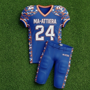 Custom Blue Orange American Football Jersey <b>Padded</b> <b>Pants</b> Team Uniform Number 24 Performance Sportswear OEM ODM Wholesale Supplie - Product Image 5