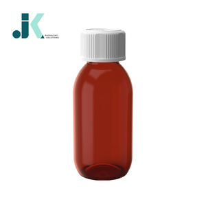 Botella Redonda de PET de 120 ml para Jarabe, Envase con Tapa CR, Color Ámbar, Mejor Precio, Servicio OEM ODM, Fábrica en Vietnam M0765 - Product Image 1