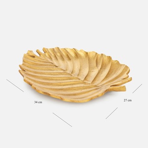 Bol décoratif à motif feuille d'or, plateau de service de luxe, élégant plateau de centre de table, accent de décoration de table, pièce d'ameublement pour la maison - Product Image 4