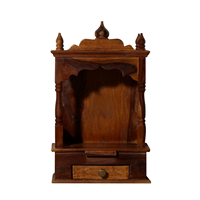 Mandir de Pooja de Madera Hecho a Mano, Templo Hindú de Madera Sólida, Altar de Oración para el Hogar con Acabado Marrón para Sala de Estar KA739