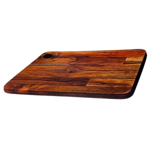 Tabla de cortar de madera de forma redonda de madera natural con mango de metal, producto de cocina de madera al por mayor, artesanía india ecológica - Product Image 4