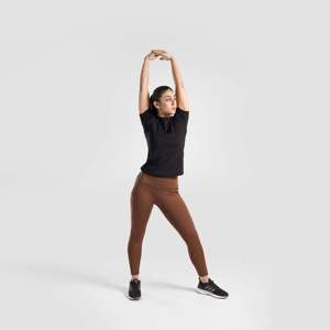 Leggings de sport confortables et chauds en Spandex/Nylon à motifs, avec logo sans couture à la taille, taille XL, pour la gym et le yoga, marron - Product Image 4
