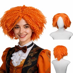 Peluca rizada naranja del Sombrero Loco para disfraz <span class=keywords><strong>de</strong></span> Alicia en el País <span class=keywords><strong>de</strong></span> las Maravillas, fiesta <span class=keywords><strong>de</strong></span> disfraces <span class=keywords><strong>de</strong></span> Halloween - Product Image 1
