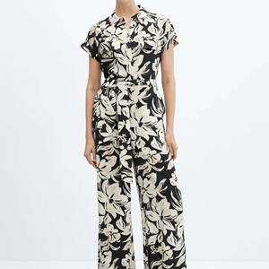 Combinaison décontractée pour femme en denim bleu de haute qualité, respirante, en coton, au-dessus du genou, courte, unie, extensible, grande taille - Product Image 1