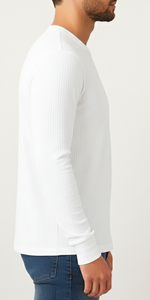 Camiseta Casual de Manga Larga para Hombre, Cuello en V, Corte Ajustado, Estilo Deportivo, Personalizable, Ecológica, Transpirable, Antiarrugas, Tejido Waffle - Product Image 4