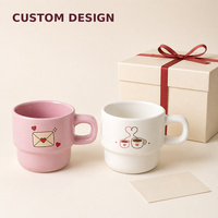 Mug à café en céramique empilable avec logo personnalisé, petite tasse colorée avec design imprimé personnalisé pour café, boulangerie, cadeau, vente en gros