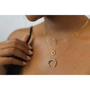 Clover Pave Diamond Necklace with White Rose 14K Gold Box Chain Trendy 18K Gold and Pearl for Engagement - Product Image 4