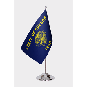 Oregon <b>for</b> State Custom Desk <b>Flag</b> with Digital Printing Satin and Polyester Material Metal <b>Pole</b> Custom Logo - Product Image 1