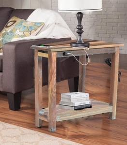 Modern Chevron 'V' Shaped Wood Side <b>Table</b> USB Charger Removable Adjustable Storage Features for Home Hotel Living Room Furniture - Product Image 1