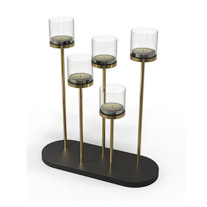 Candelabro de metal dorado con 3 brazos, candelabro de hierro negro mate elegante europeo, candelabro y centro de mesa - Product Image 5