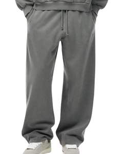 Ensemble survêtement personnalisé pour homme en molleton de coton gris anthracite, sweat à capuche oversize et pantalon de jogging décontracté, streetwear d'hiver - Product Image 5