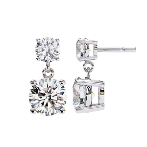 4ct Total Lab <b>Diamond</b> Drop <b>Earrings</b> 1.50ct + 0.50ct Solitaire in 10K 14K 18K Gold or 925 Silver Elegant <b>Dangle</b> Bridal - Product Image 4