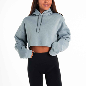 Sweat-shirt à capuche surdimensionné pour homme et femme, LOGO personnalisé de haute qualité, haut court décontracté avec cordon de serrage, nouvelle collection automne et printemps - Product Image 1