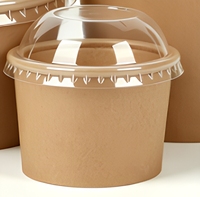Conteneur alimentaire à emporter, bol à salade jetable en papier kraft à paroi simple, recyclable, avec couvercle, diamètre et logo personnalisables