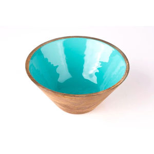 Nouvelle vaisselle en bois grand bol de service en bois pour salade légumes et Fruits bol à salade en bois d'acacia vaisselle bol d'autocollant en émail - Product Image 1