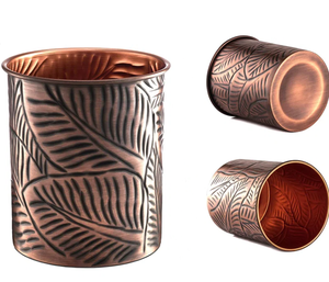 Decorative Handcrafted Leaf Embossed Design Metal Cutlery Holder in Low Cost - Product Image 1