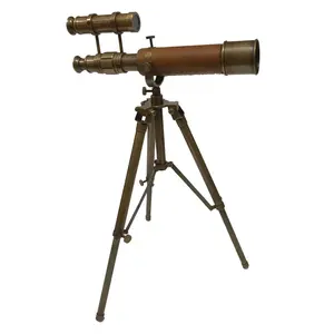 Telescopio de latón en marrón con trípode para laboratorios de ciencia náutica, juguete educativo con trípode, precio al por mayor - Product Image 1