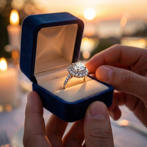 Anillo de compromiso de oro blanco de 18 quilates con halo floral vintage, diamantes naturales certificados, micro pavé y engaste de boda para mujer - Product Image 3