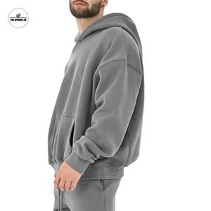 Wholesales Hoodies <b>Dark</b> <b>Grey</b> High Quality Various Colored Thermal Cotton <b>Hoodie</b> Streetwear Oversized Heavyweight Hoodies - Product Image 2
