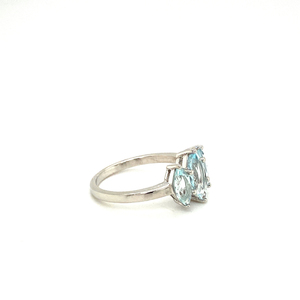 Beaux anneaux de perles de pierre d'aigue-marine naturelle pour les femmes anneaux de guérison cristal rond bijoux de pierre de naissance - Product Image 2