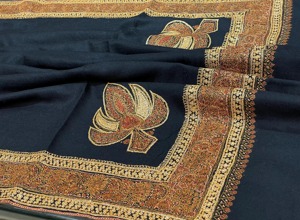 Châle cachemire noir pour femmes accessoire de mode d'hiver broderie florale à la main laine Wrap solide motif Polyester matériel - Product Image 4