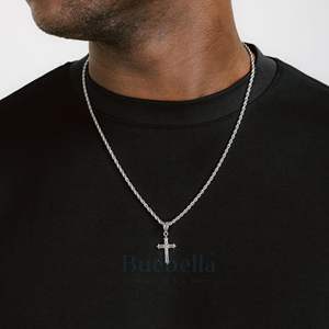 Collar con colgante de Cruz Vintage para hombre, joyería de moda chapada en oro de 18 quilates, plata 925, colgantes de moissanita de 18 pulgadas - Product Image 1