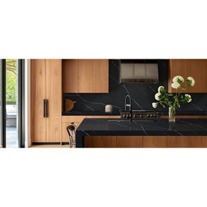 Composant en quartz Midnight Marquina - Design moderne, grande dalle, durable, imperméable, écologique pour murs et cuisines - Product Image 6