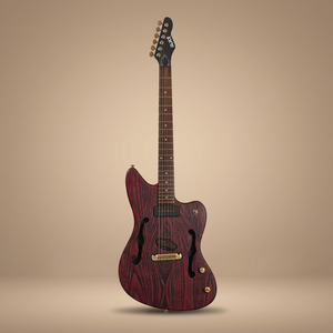 Guitarra Slick con cuerpo offset, semihueca, en color rojo ceniza envejecido - Product Image 1