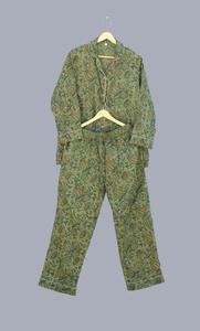 Conjunto de pijama de algodón hecho a mano indio para mujer, conjunto de ropa de salón con estampado de bloques de verano, pijama de boda para damas de honor, conjunto de pijama personalizado - Product Image 2