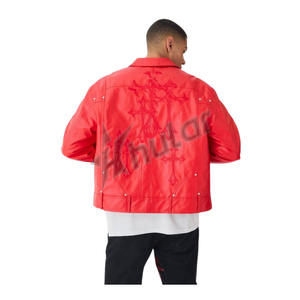 แจ็กเก็ตบอมเบอร์ขนสัตว์สำหรับผู้ชายเสื้อแจ็คเก็ตแบบถักลายคอตั้งย้อมสีโรงงานขนาดพิเศษ - Product Image 6