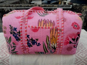 Bolsa de Lona Acolchada con Flores, Bolsa Deportiva de Lujo, Gran Capacidad, Algodón Duradero, Fin de Semana, Hecho a Mano - Product Image 3