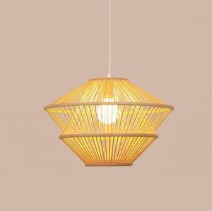 Lampe suspendue en rotin de qualité Standard couleur marron clair lampe en fer pour salon chambre bureau fait à la main personnalisé - Product Image 2