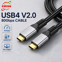 Câble USB4 V2 Type C vers Type C 80 Gbps 240 W PD Charge Rapide 16K 60 Hz Gaine en PVC Tressé Transfert de Données