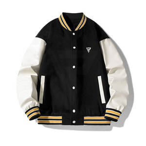 Chaqueta de Invierno Ligera Personalizable para Hombre, Estilo Urbano, Cuello Alto Universitario, Color Negro y Blanco, Servicio OEM - Product Image 1