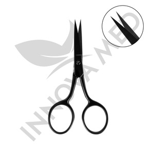 Ensemble de pinces à épiler et ciseaux en acier inoxydable noir de précision, 4 pièces, pointe pointue, option de logo personnalisé, durable, écologique - Product Image 3