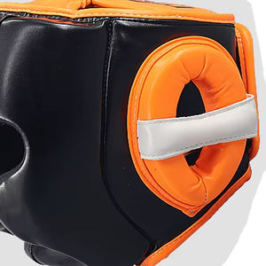 High Quality Genuine <b>Leather</b> LOGO Boxing Head Guard Wholesale Price MMA Training Head <b>Protector</b> with Full Face Protection - Product Image 4