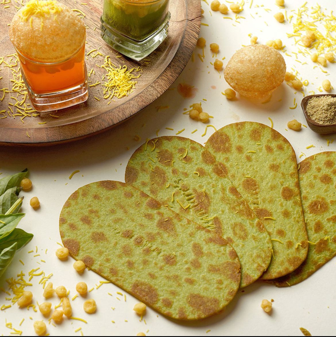 Platters Patterns Indian Exporter Street Style Soft Fried Spicy Fruit Vegetable Pani Puri Khakhra Low Oil Healthy 1kg Snack by DEEPAK TEXTILE