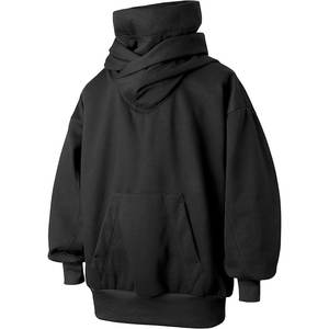 Automne hiver sweat à capuche à col roulé couleur unie à capuche à manches longues surdimensionné Hip Hop Streetwear mâle Ninja Style sweat à capuche surdimensionné - Product Image 3