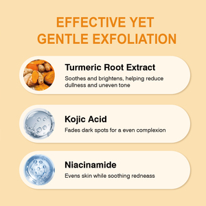 Fabricante OEM de Exfoliante Facial y Corporal con Ácido Kójico y Cúrcuma, Aclara la Pigmentación, Calmante, Antiinflamatorio y Exfoliante - Product Image 3