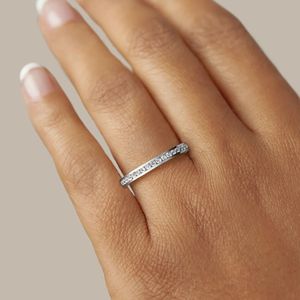 Conjunto de canal de corte redondo, banda de boda eterna para Aniversario de mujer, anillo de regalo de cumpleaños, anillo de compromiso - Product Image 5