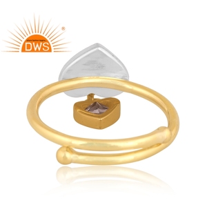 Dernière conception laiton naturel vert améthyste pierre précieuse bague Demi bijoux fins pour les femmes cadeau pour elle - Product Image 2