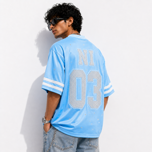 Oversized American Football Jersey Custom Number <b>Graphic</b> Mesh <b>Tee</b> Hip Hop Streetwear Fashion Shirt for Men Vintage Y2K Clothing - Product Image 3